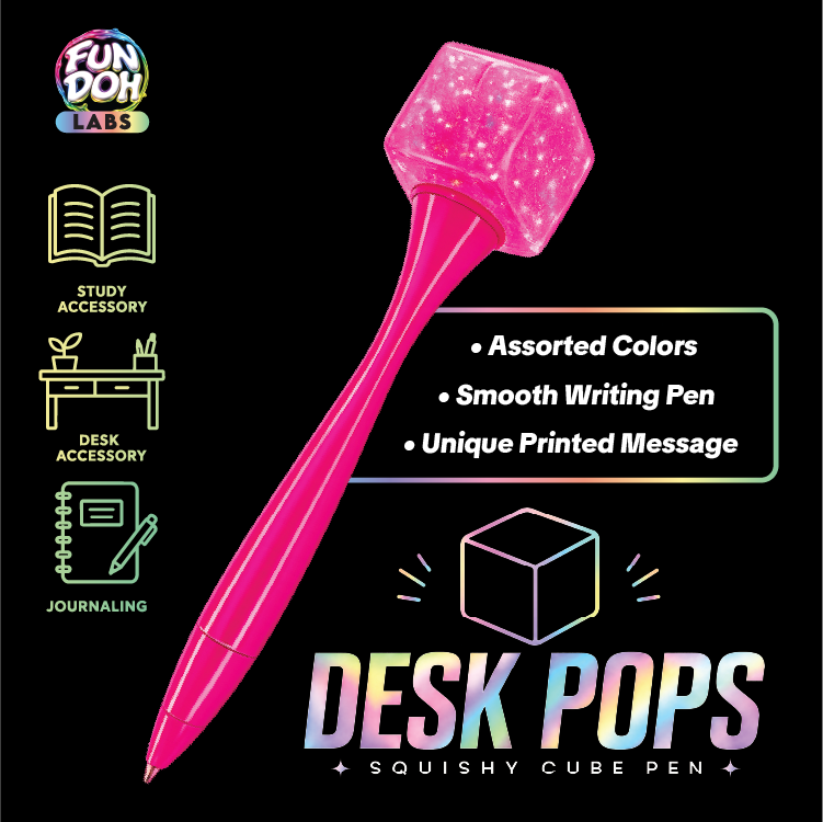Fun Doh Desk Pops Squishy Cube Pen Assortment (Randomly Selected)