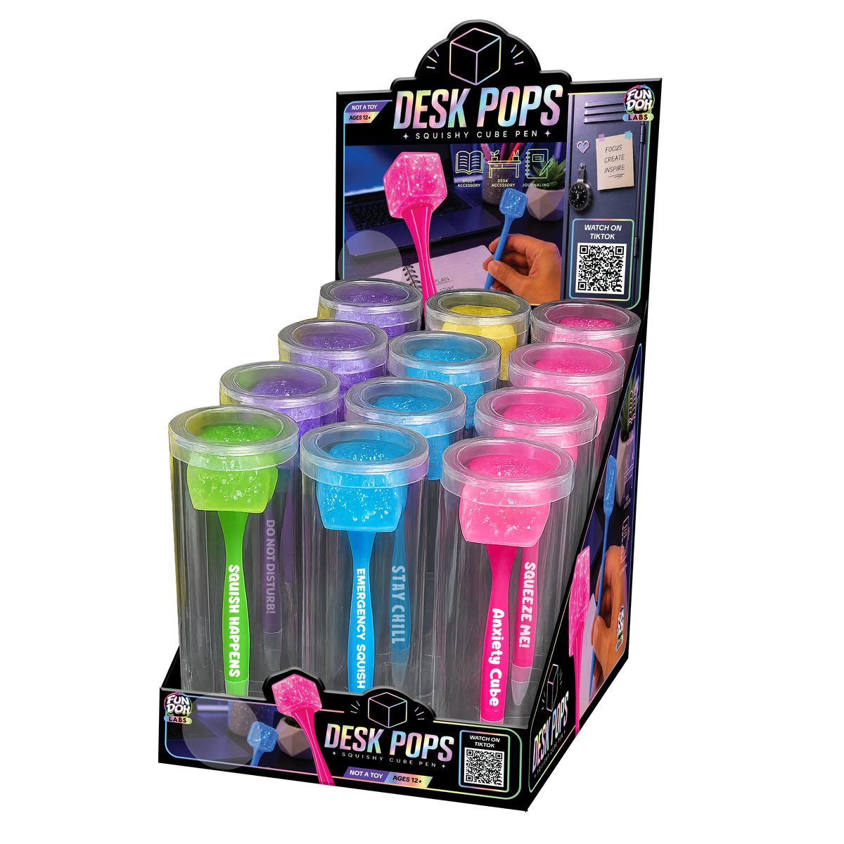 Fun Doh Desk Pops Squishy Cube Pen Assortment (Randomly Selected)