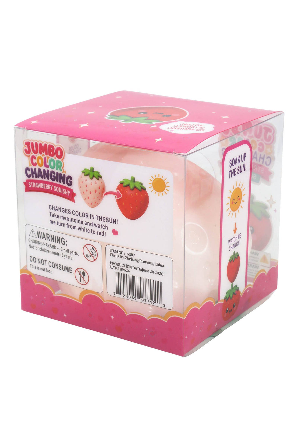 Randomly Selected - JUMBO Strawberry UV Light Changing Slime Filled Squishy