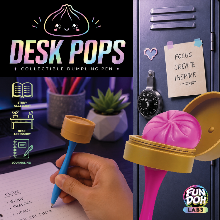 Fun Doh Squishy Dumpling Pen Desk Pop Variety (Randomly Selected)