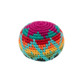 Colorful crocheted ball on a white background