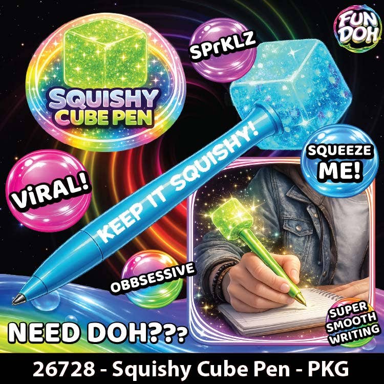 Fun Doh Desk Pops Squishy Cube Pen Assortment (Randomly Selected)